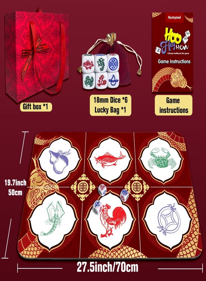 Numyawl BAU Cua Ca Cop Game - Luxurious Golden Snake Mat & Dice Games for Adult Kids, Chinese New Year Fish Shrimp Crab Dice Games Lunar New Year Game for Spring Festival, Gatherings & Celebrations - Image 2